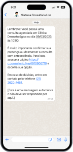 Mensagem de Confirmação de Presença por WhatsApp no Consultório Live